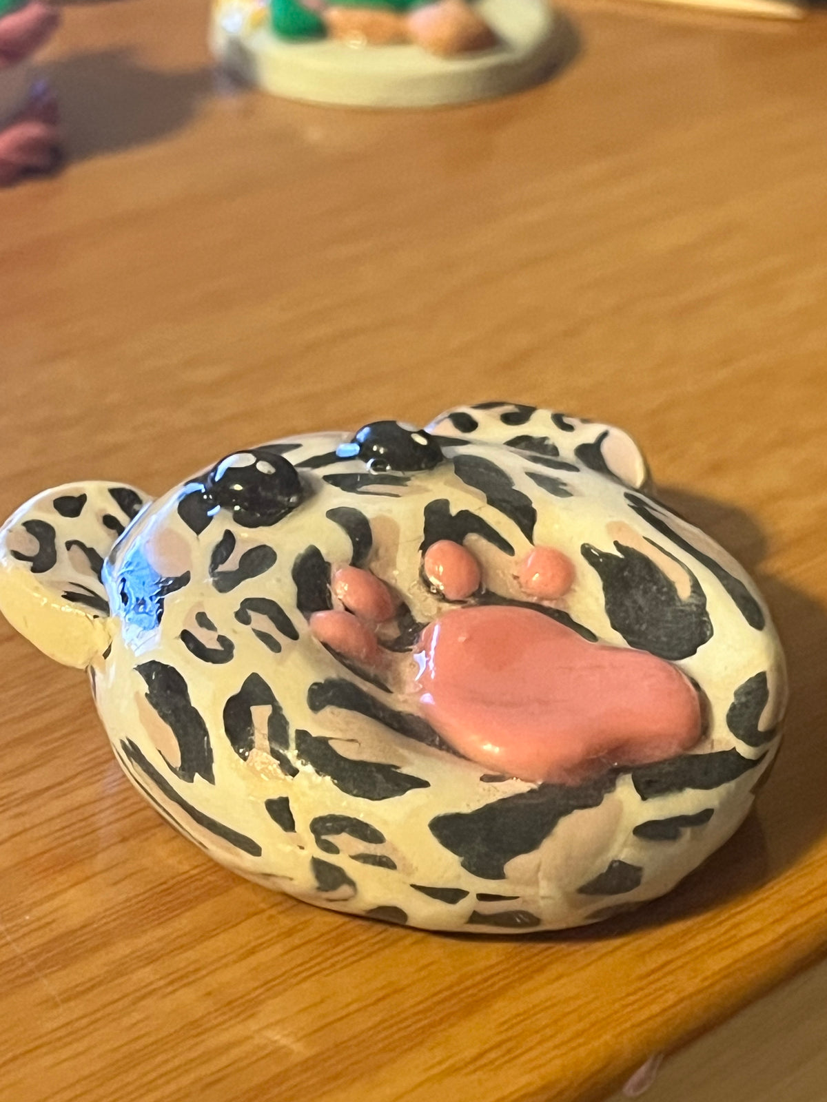 Handmade Leopard Polymer Clay Worry Stone | Sensory Fidget Token