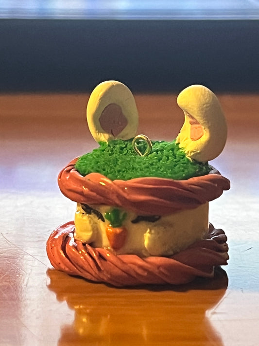 Handmade Bunny Carrot Cake Polymer Clay Keychain / Bag Charm