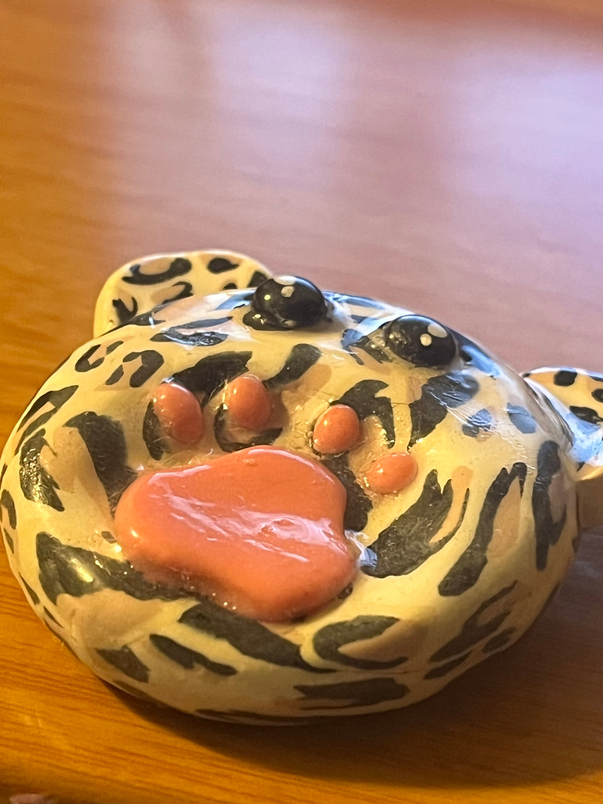 Handmade Leopard Polymer Clay Worry Stone | Sensory Fidget Token