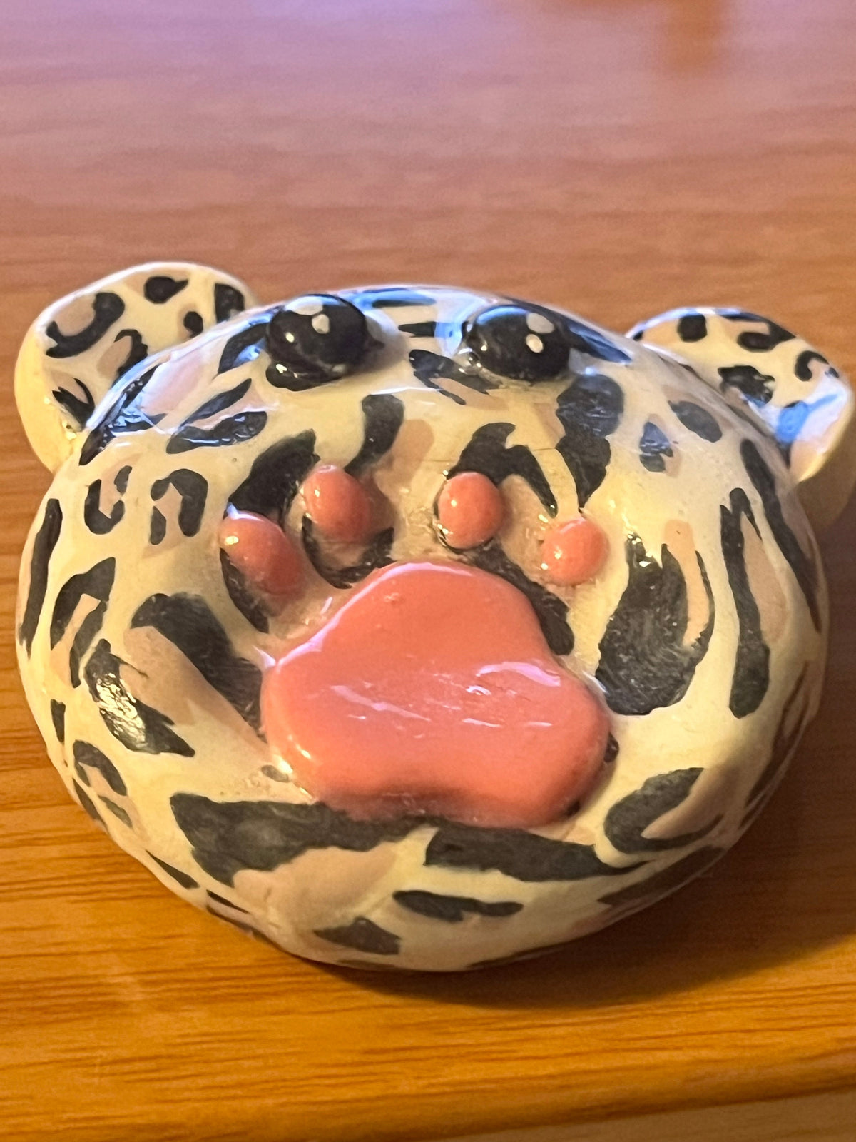 Handmade Leopard Polymer Clay Worry Stone | Sensory Fidget Token