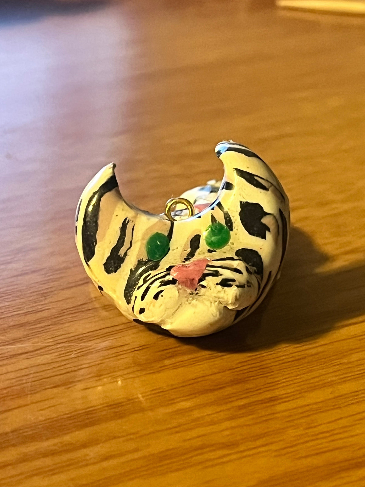 Handmade Leopard Crescent Moon Polymer Clay Earrings